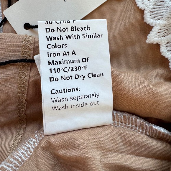 Commense‎ Floral Lace Appliqué Bodycon Mini Dress White M NWT Spaghetti Strap - Picture 11 of 11